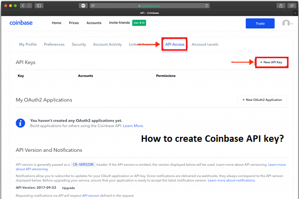 How to create Coinbase API key? | usacryptowallet