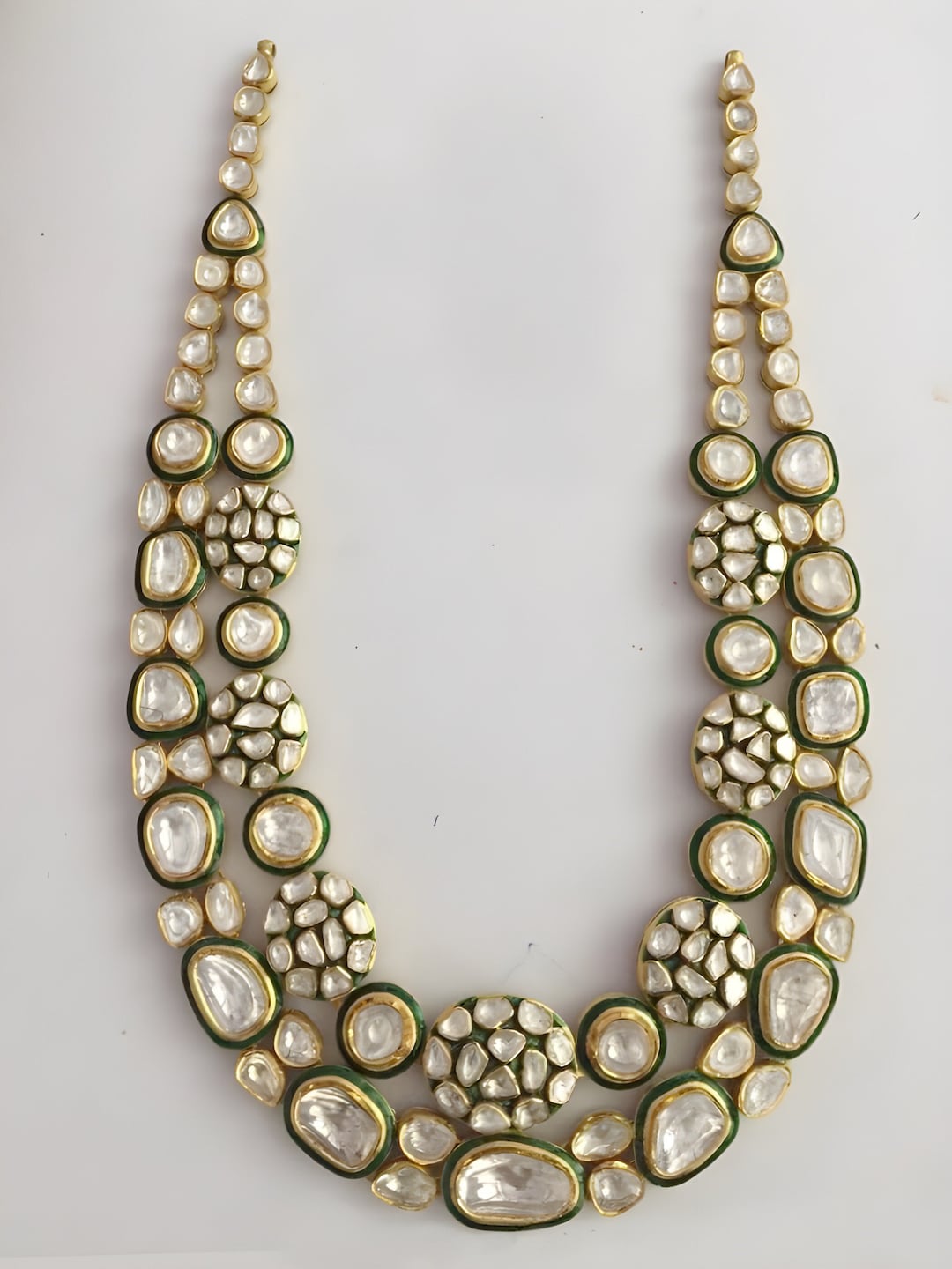 Long Kundan Polki Necklace Jadau Kundan Green Emerald Kundan - Etsy